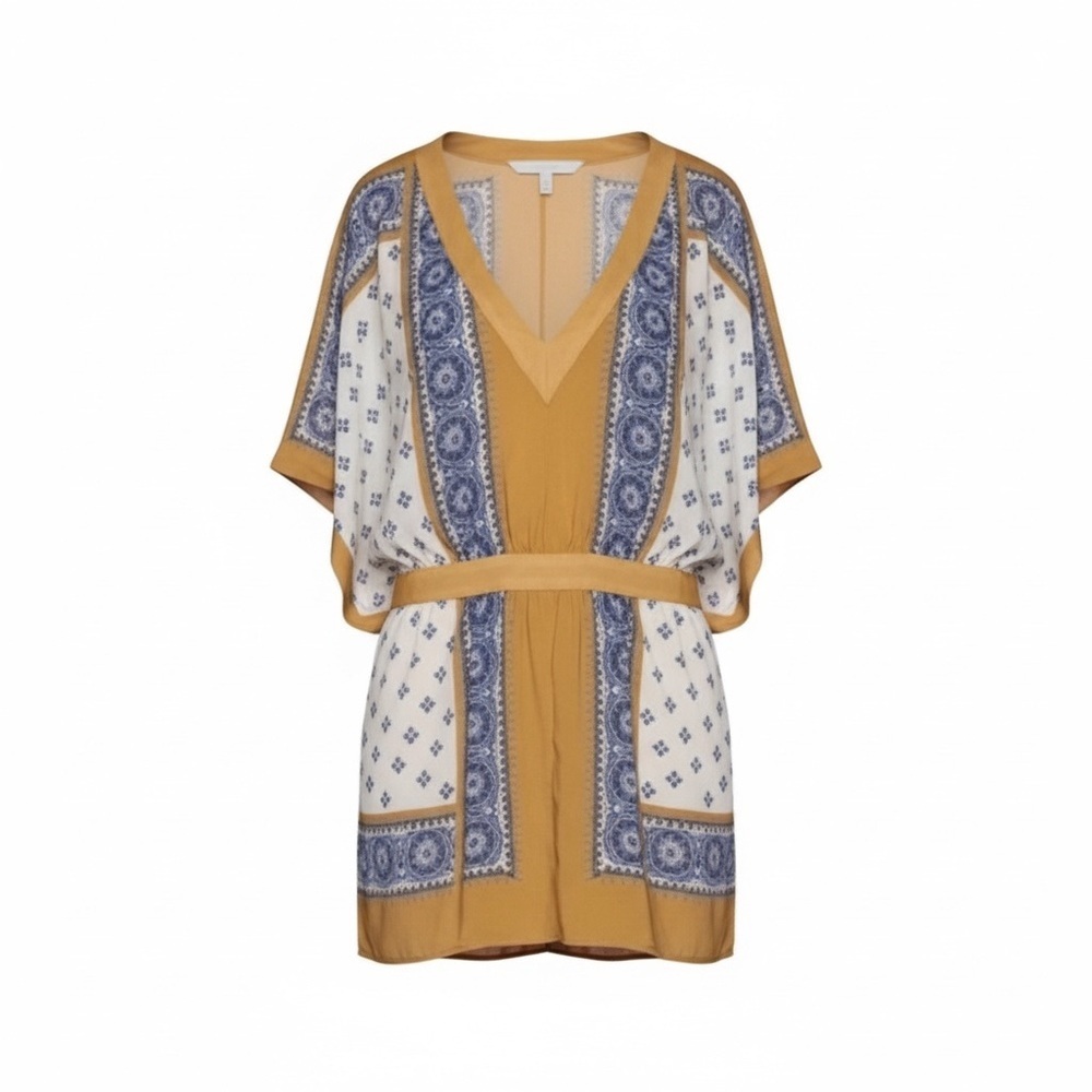 Free People Mustard and Navy Kimono Dress